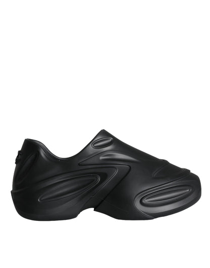 Dolce &amp; Gabbana Sorte Folieret Gummi Legetøj Lave Sneakers Sko