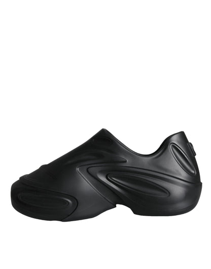 Dolce &amp; Gabbana Sorte Folieret Gummi Legetøj Lave Sneakers Sko