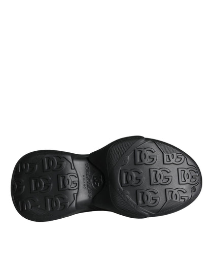 Dolce &amp; Gabbana Sorte Folieret Gummi Legetøj Lave Sneakers Sko