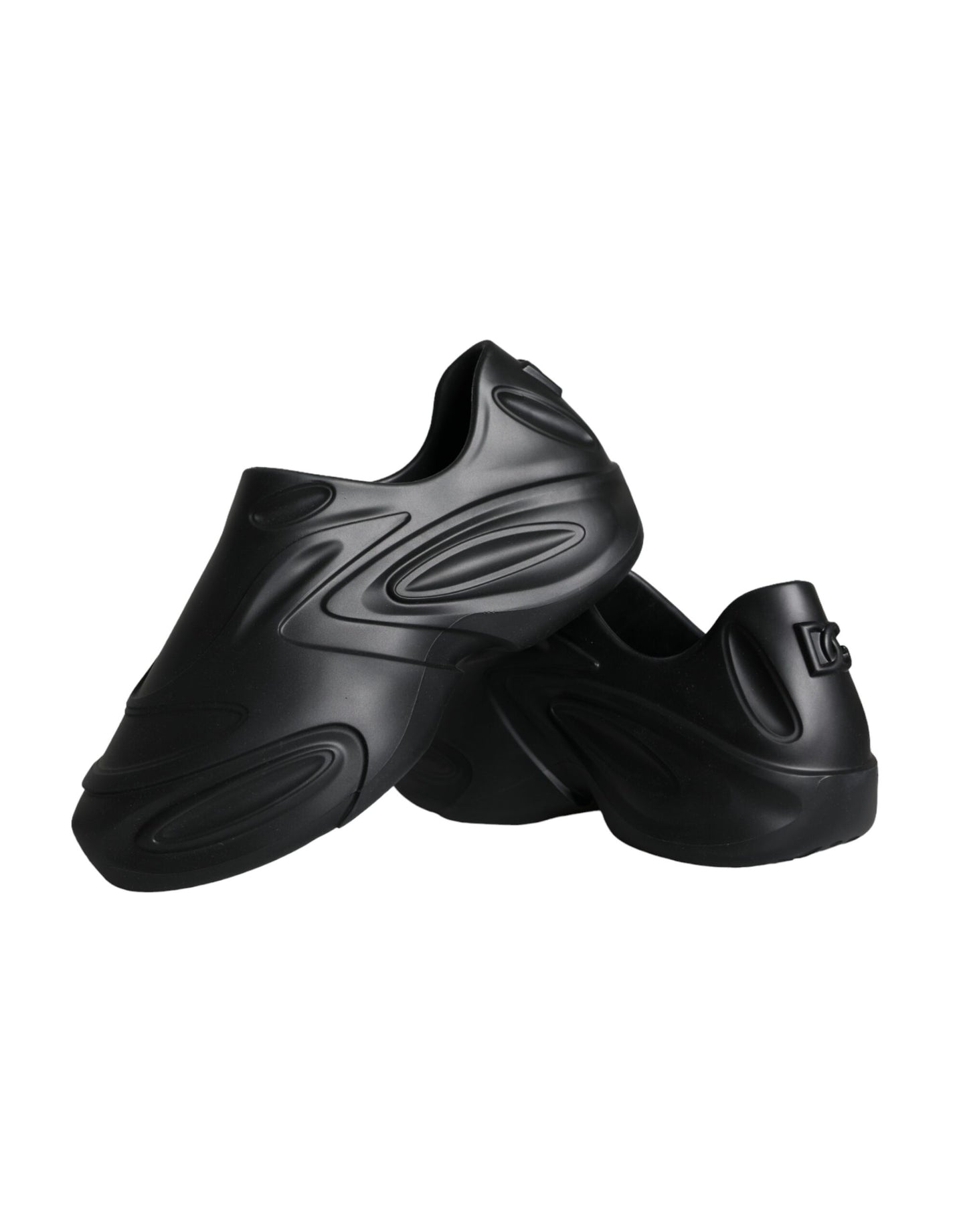 Dolce &amp; Gabbana Sorte Folieret Gummi Legetøj Lave Sneakers Sko