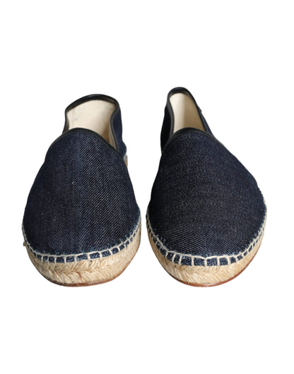 Dolce &amp; Gabbana Blue Denim Bomuld Læder Espadrilles Sko