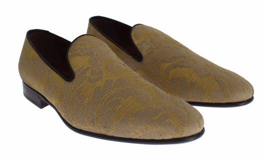 Dolce &amp; Gabbana Golden Barok Silk Dress Loafers