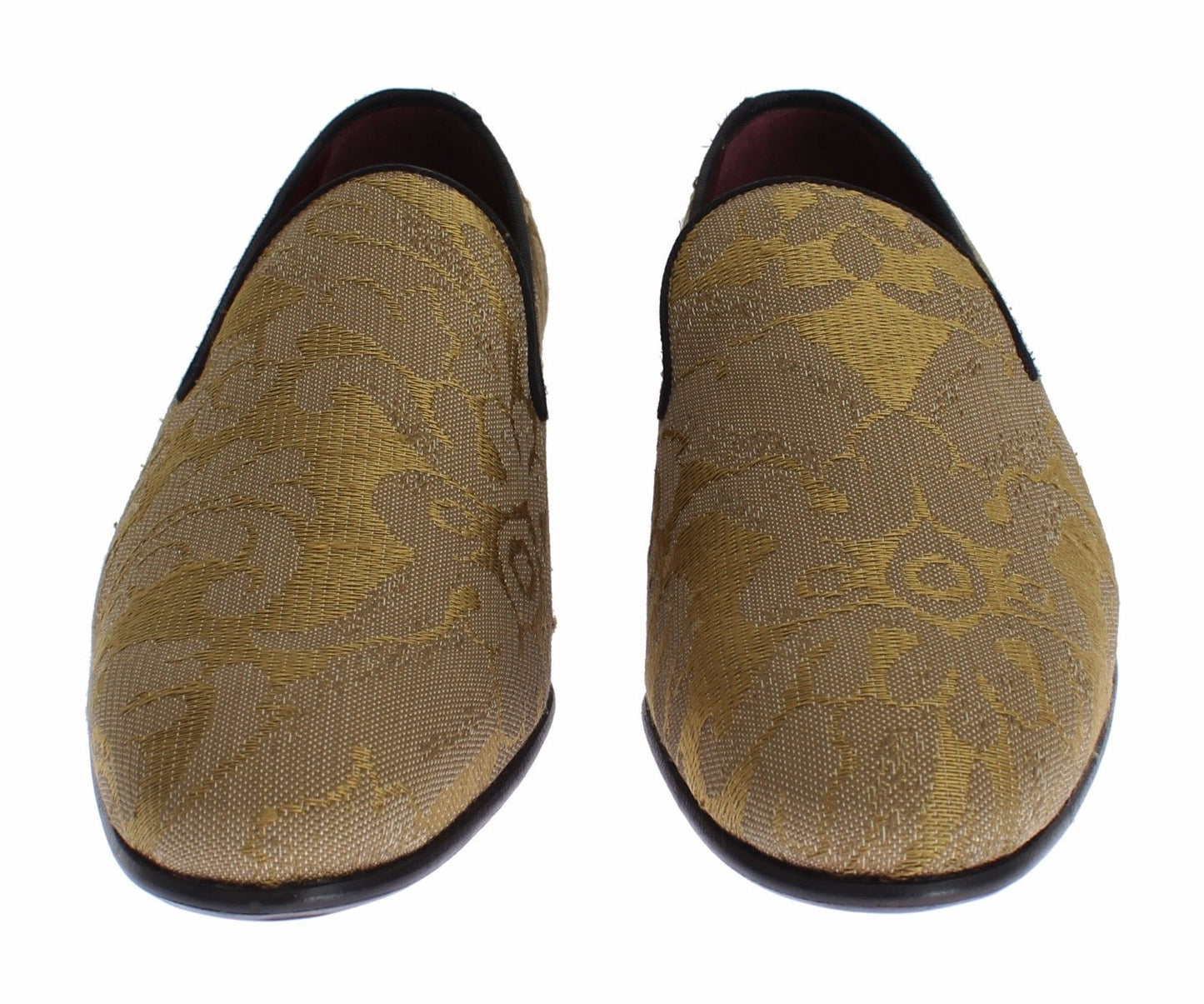 Dolce &amp; Gabbana Golden Barok Silk Dress Loafers