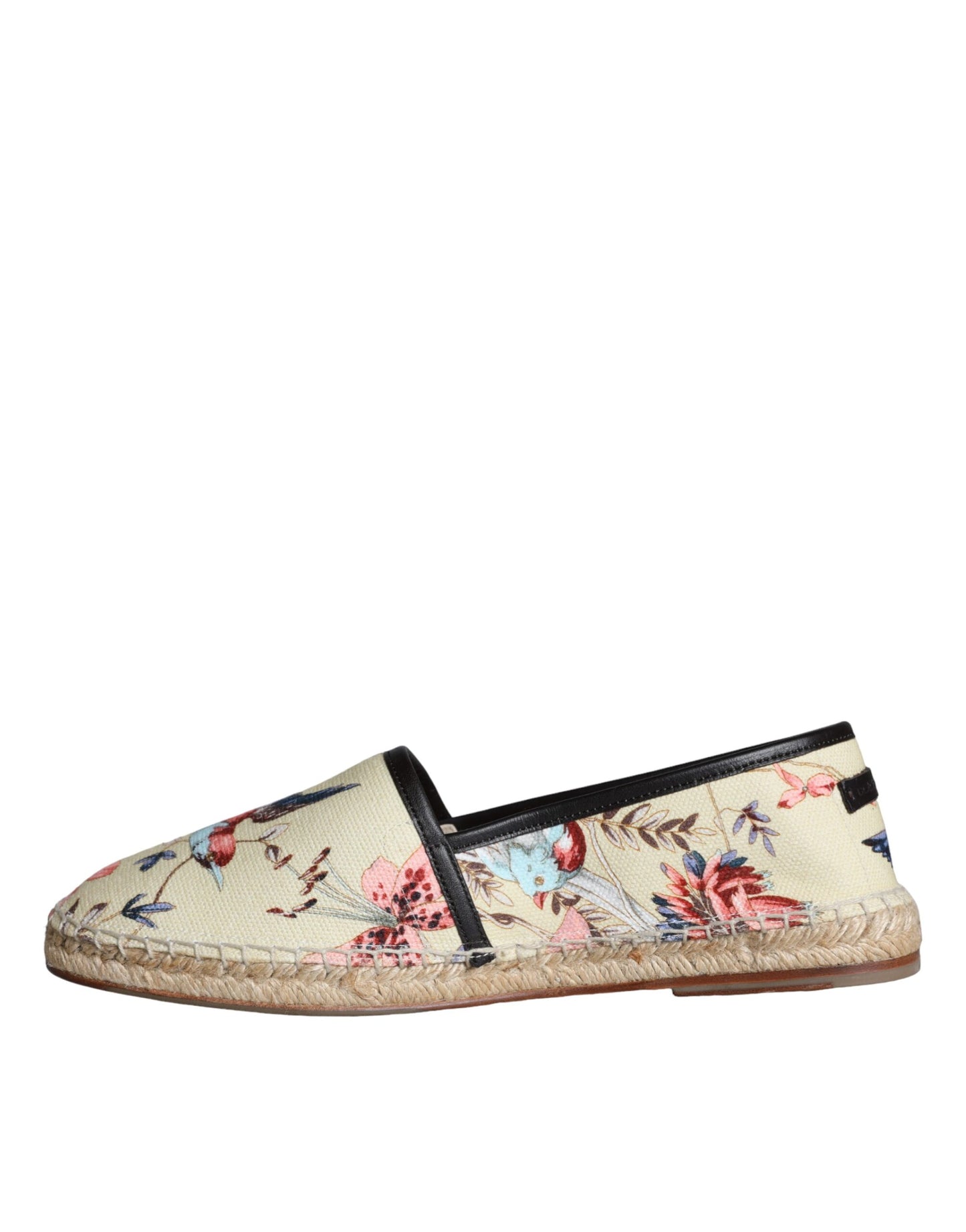 Dolce &amp; Gabbana Beige Floral Canvas Espadrilles Slip On Shoes