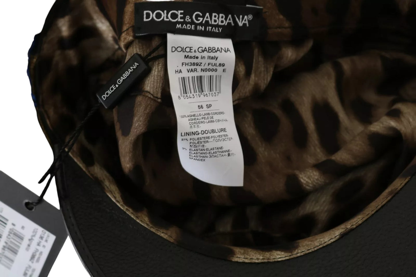 Dolce &amp; Gabbana sort læder krystalperler Guldbånd spillemandshætte