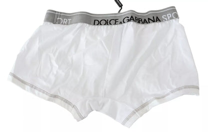Dolce & Gabbana White Cotton Stretch Regular Boxer Underwear