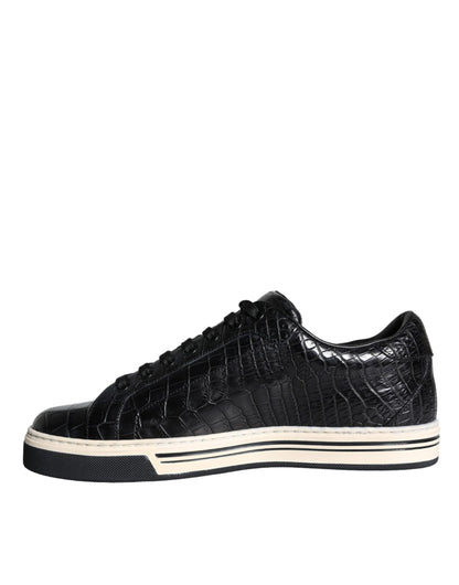 Dolce &amp; Gabbana Sorte Læder Herre Low Top Sneakers Sko