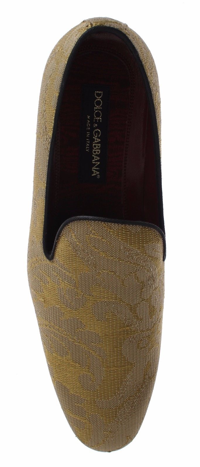 Dolce &amp; Gabbana Golden Barok Silk Dress Loafers