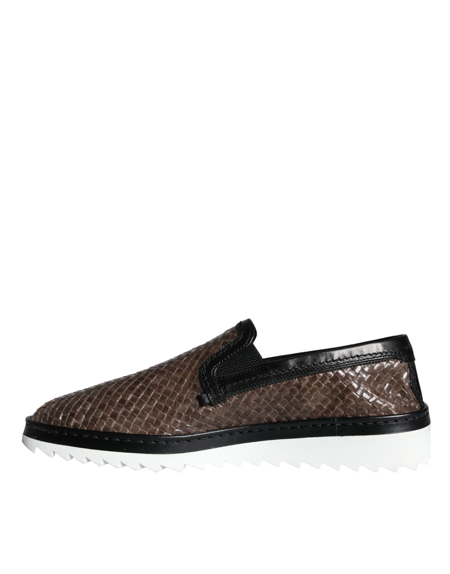 Dolce &amp; Gabbana brun sort lædervævet mænd Loafers sko