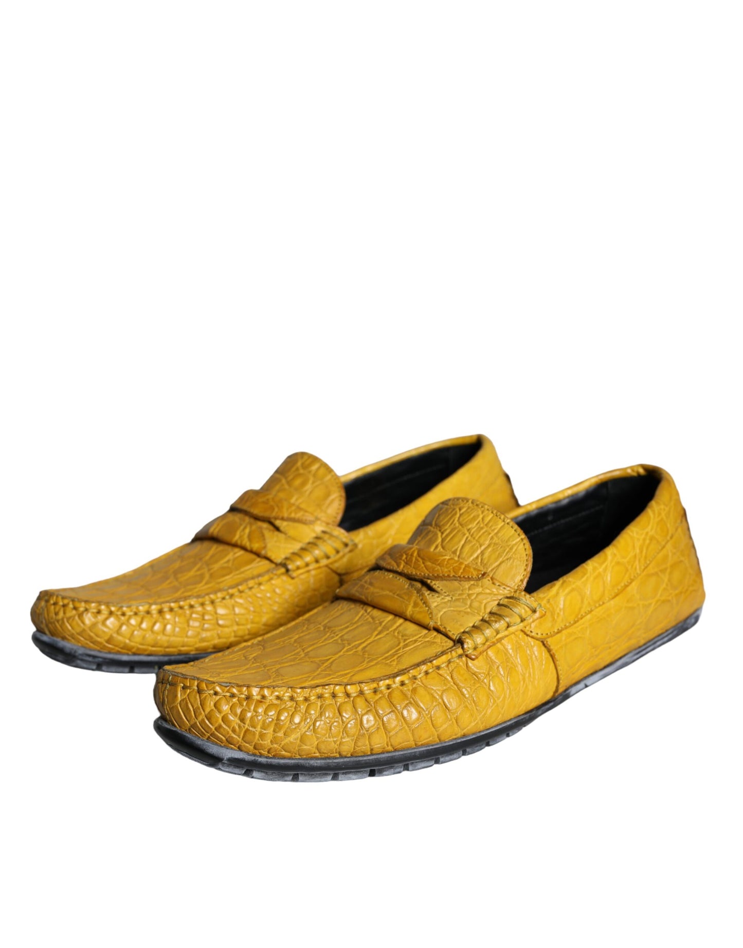 Dolce &amp; Gabbana Gule Læder Slip Mocassin Loafers Sko