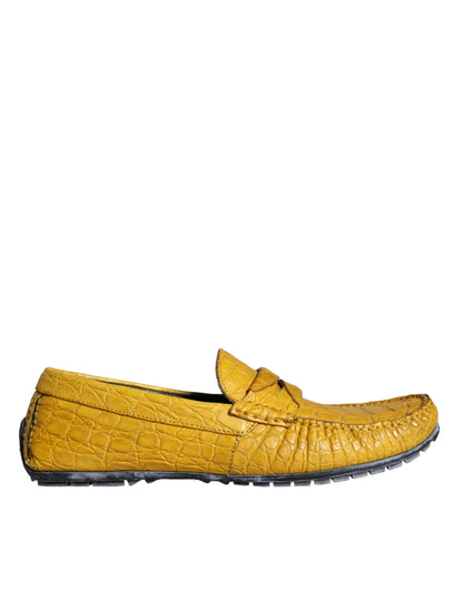 Dolce &amp; Gabbana Gule Læder Slip Mocassin Loafers Sko