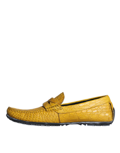 Dolce &amp; Gabbana Gule Læder Slip Mocassin Loafers Sko