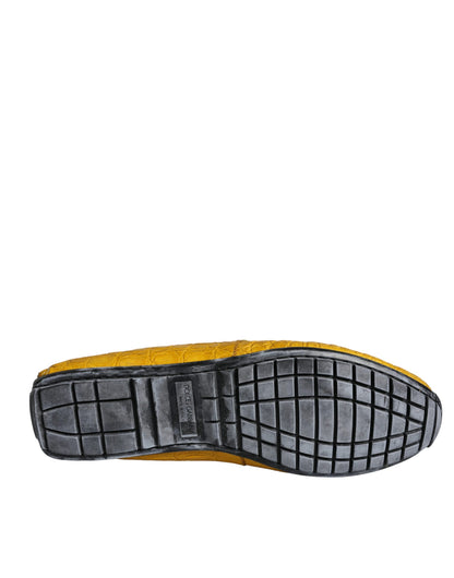 Dolce &amp; Gabbana Gule Læder Slip Mocassin Loafers Sko