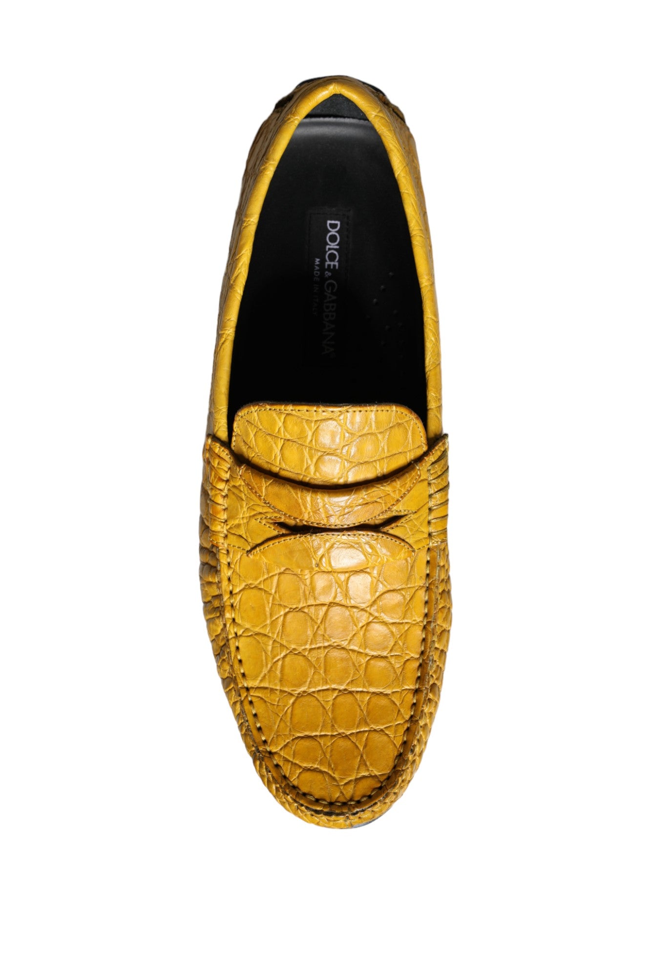 Dolce &amp; Gabbana Gule Læder Slip Mocassin Loafers Sko