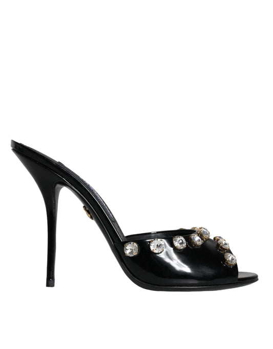 Dolce &amp; Gabbana Sorte Krystalhæle Keira Sandaler Sko