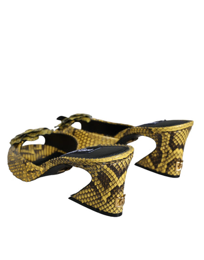 Dolce &amp; Gabbana Gule Læder Slides Med Blokhæl