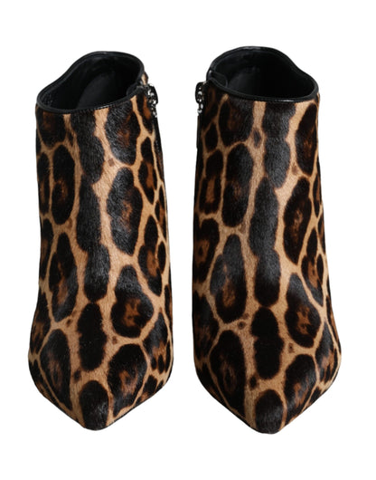 Dolce &amp; Gabbana Brune Leopard Kalveskinds Ankelstøvler Sko