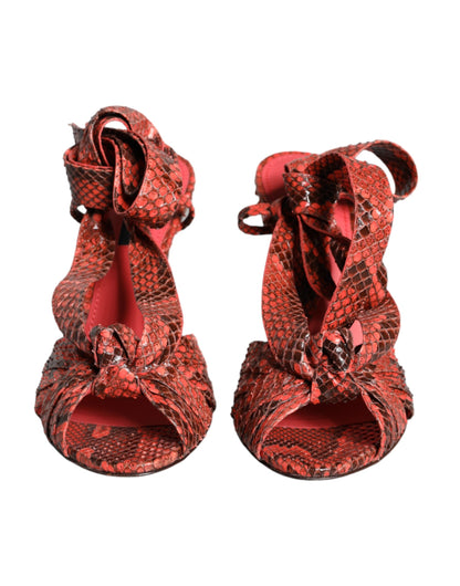 Dolce &amp; Gabbana Koral Eksotiske Læder Sandaler Sko