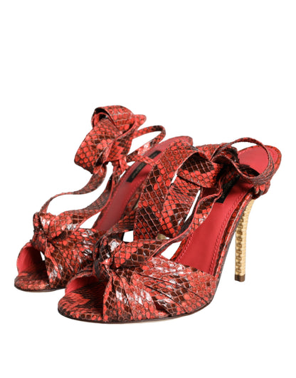 Dolce &amp; Gabbana Koral Eksotiske Læder Sandaler Sko