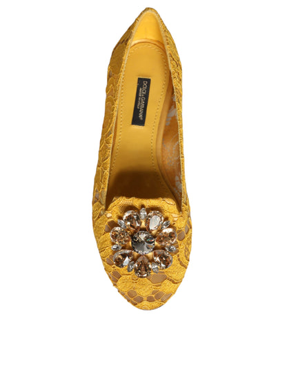 Dolce &amp; Gabbana Sennep Blonde Krystal Ballerinaer Loafersko