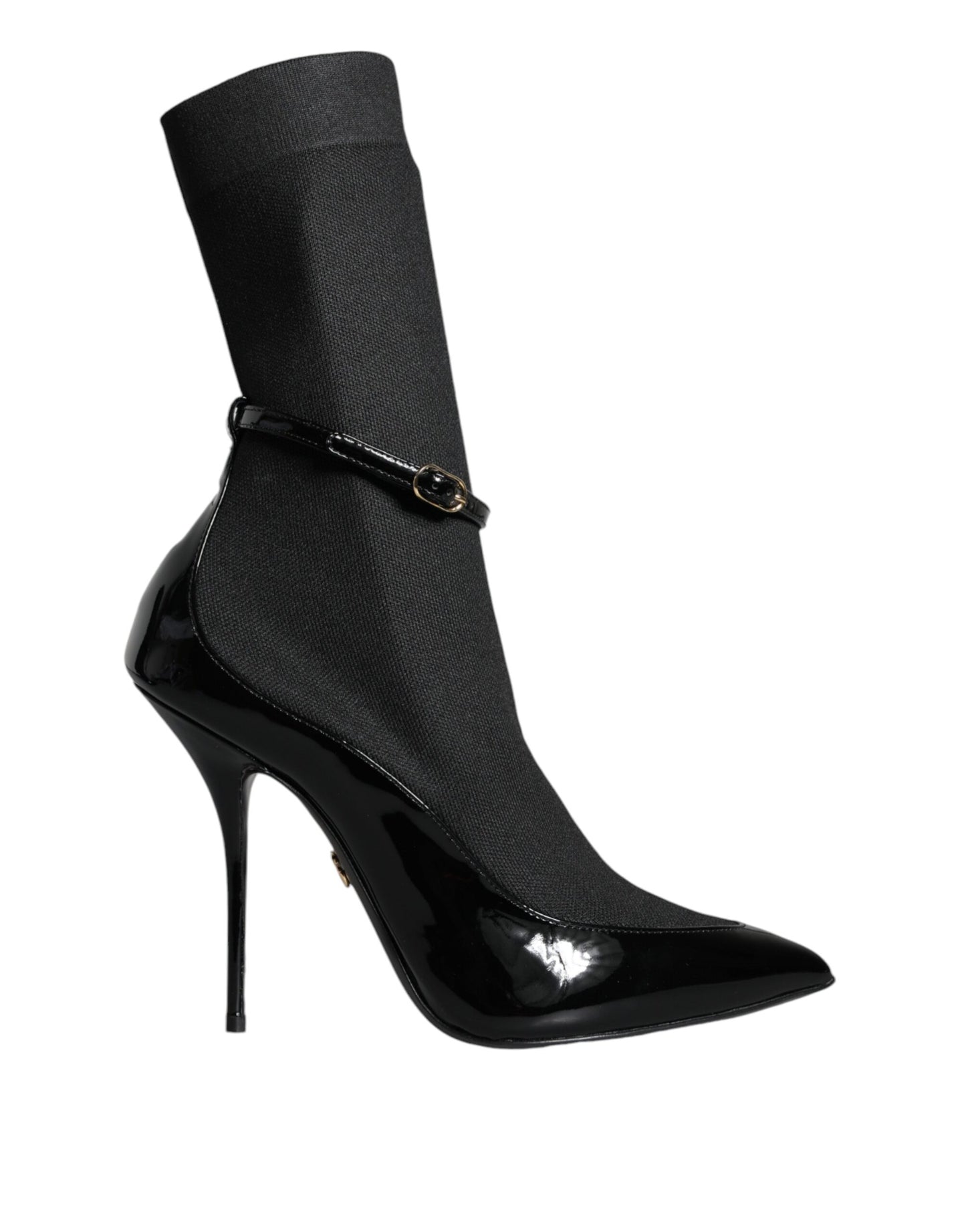 Dolce &amp; Gabbana Sorte Læder Stilettos Støvletter Sokker Sko