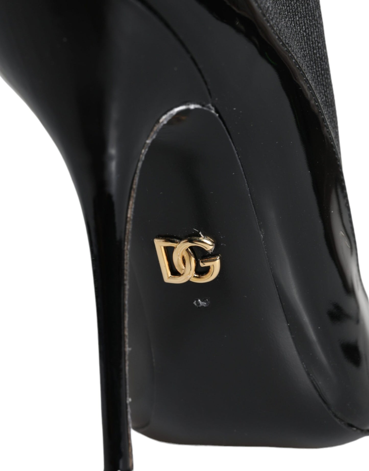 Dolce &amp; Gabbana Sorte Læder Stilettos Støvletter Sokker Sko