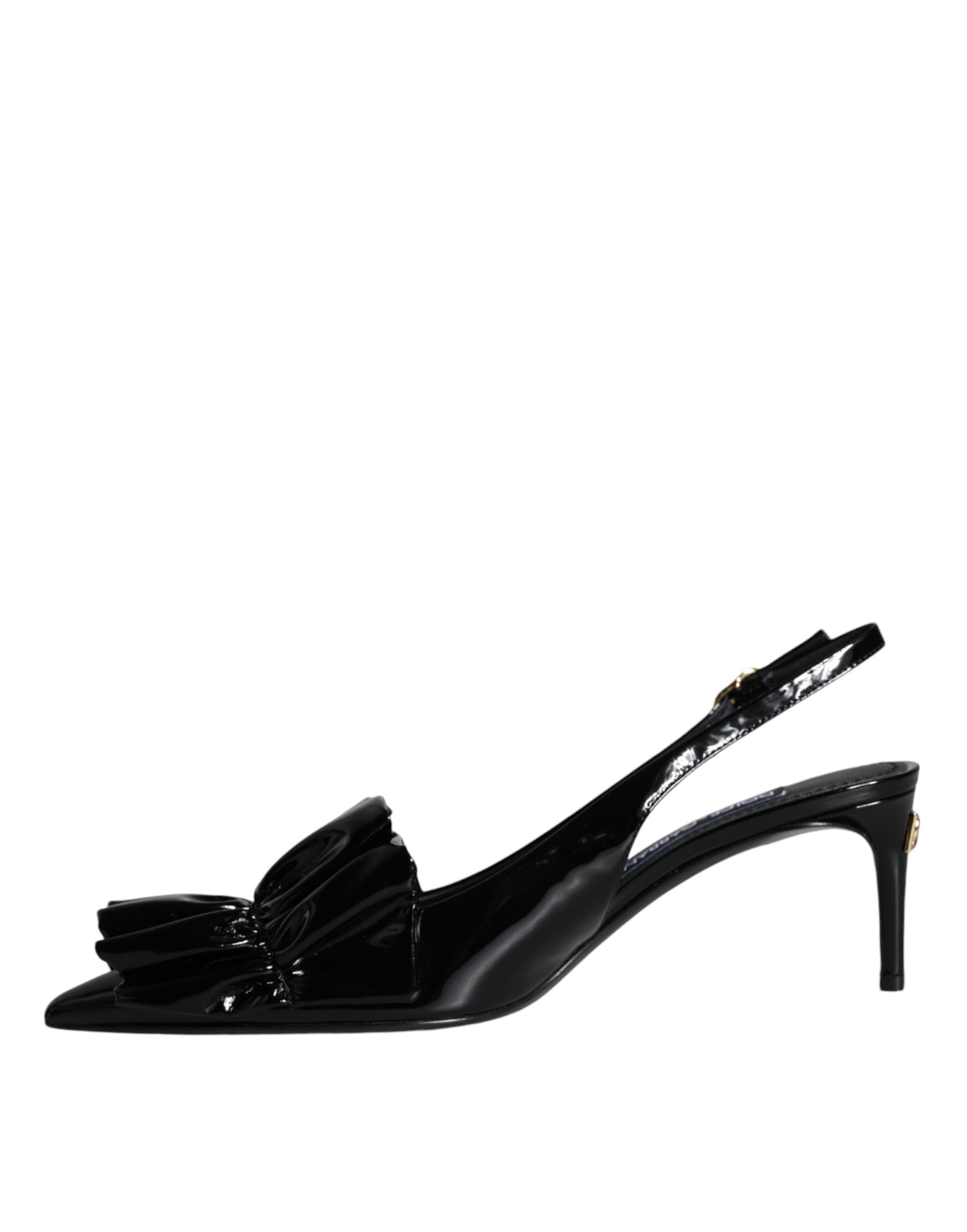 Dolce &amp; Gabbana Sorte Laklæder Slingback Sko med Hæle