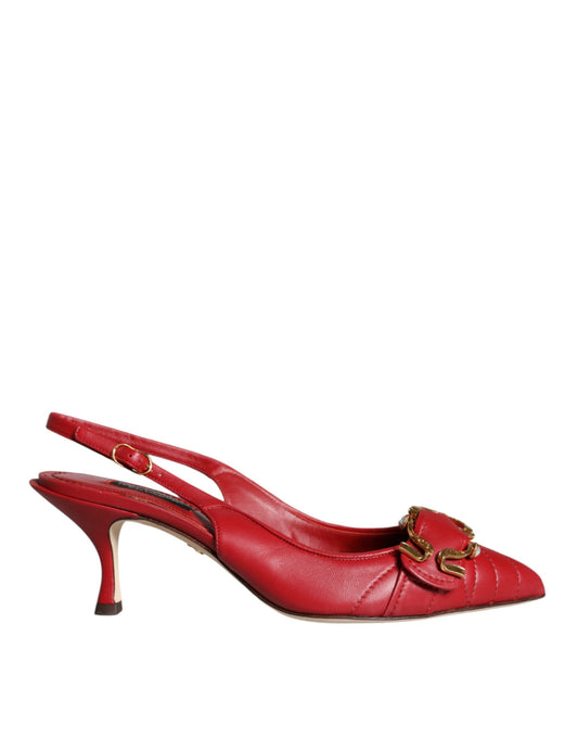 Dolce &amp; Gabbana Røde Devotion Læderhæle Slingback Sko