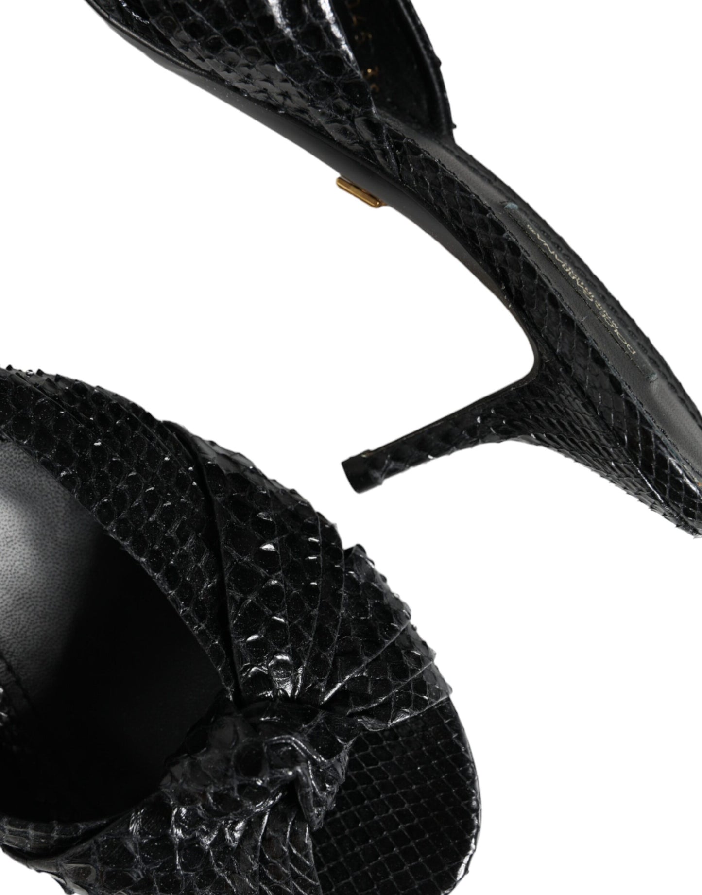 Dolce &amp; Gabbana Sorte Læderhæle Slides Sandaler Sko