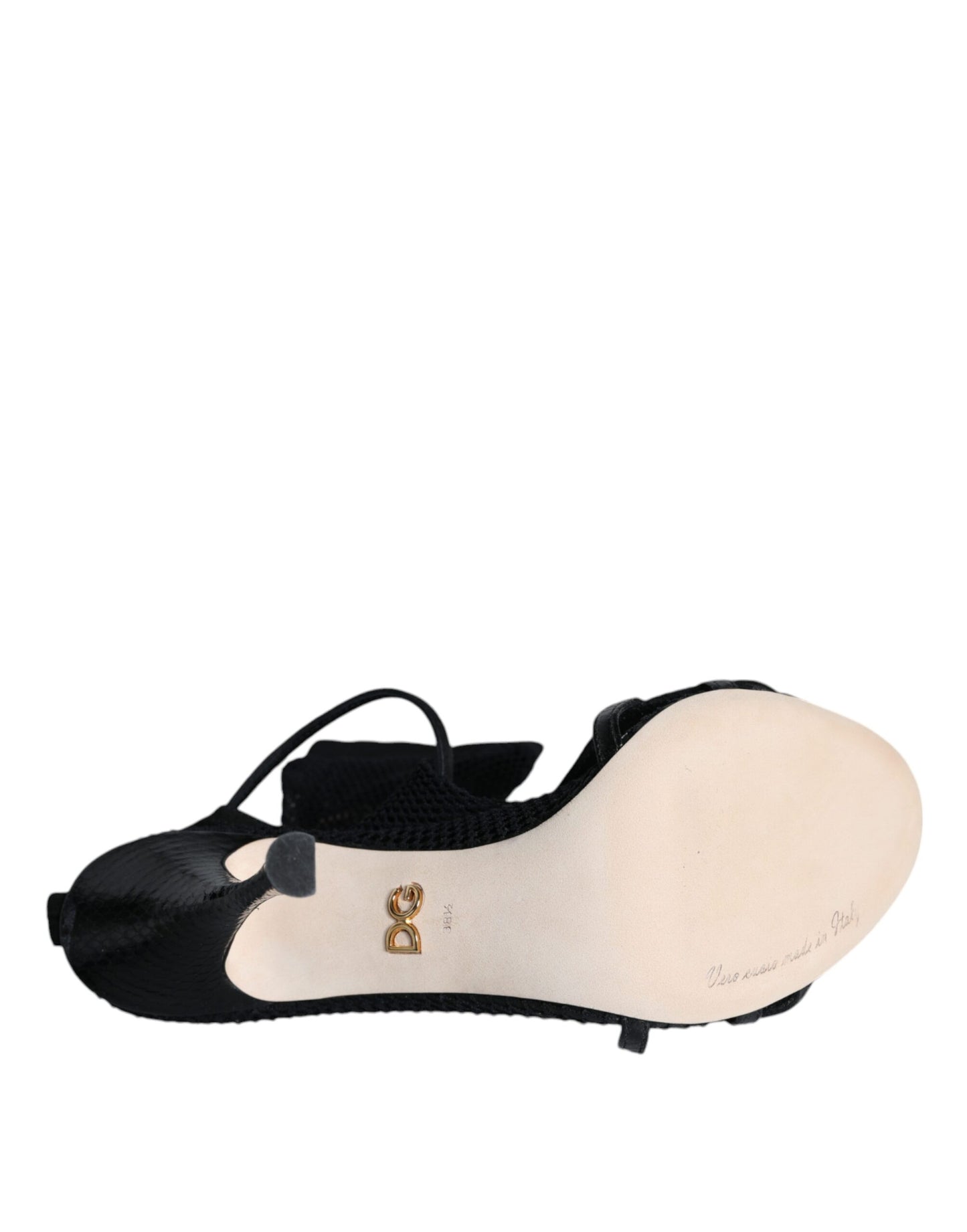 Dolce &amp; Gabbana Sorte Mesh Stilettohæle Sandaler Sko