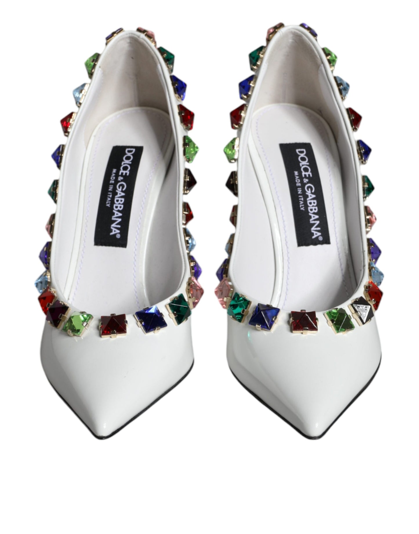 Dolce &amp; Gabbana Hvide Krystaller Læder Højhælede Pumps Sko