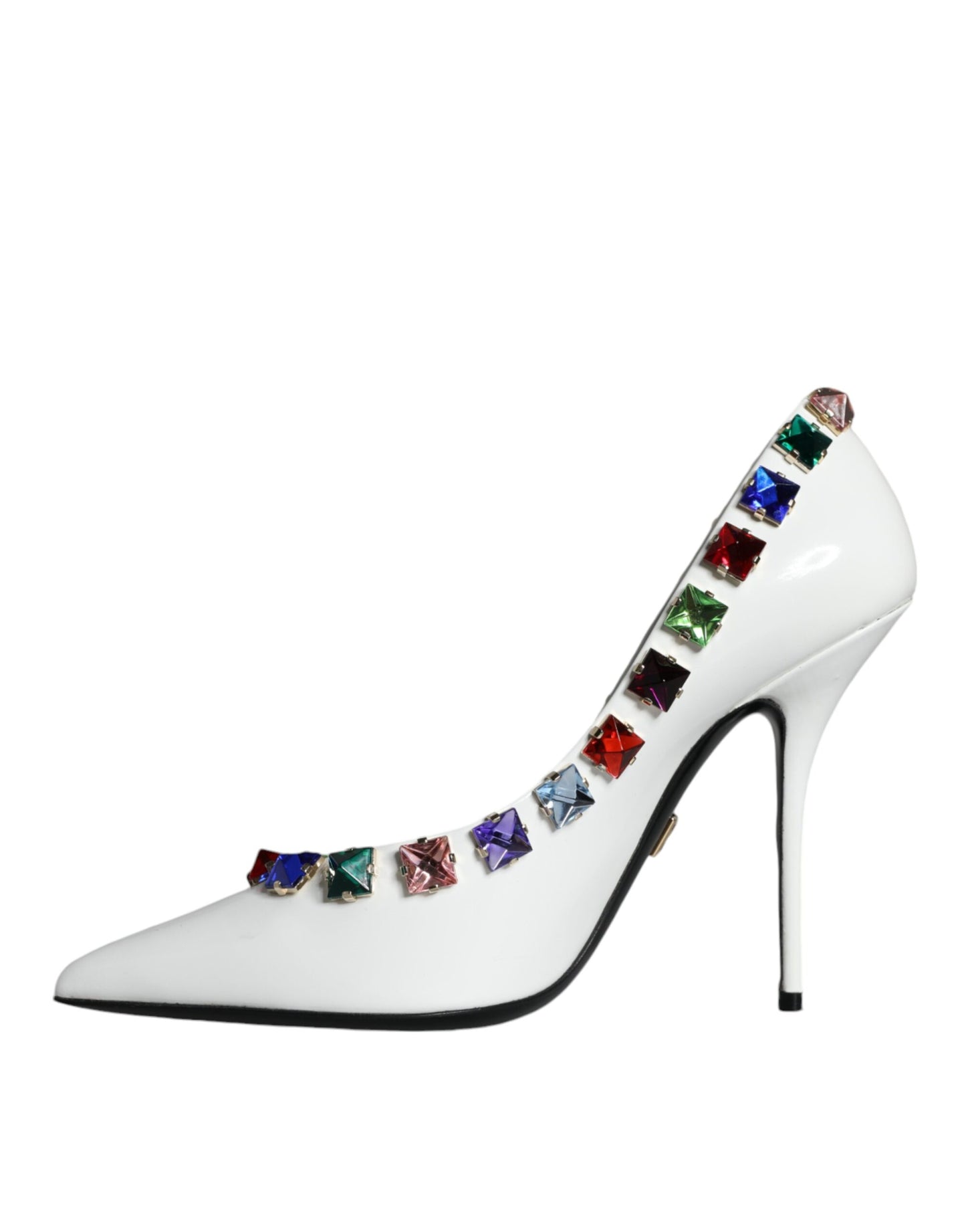 Dolce &amp; Gabbana Hvide Krystaller Læder Højhælede Pumps Sko