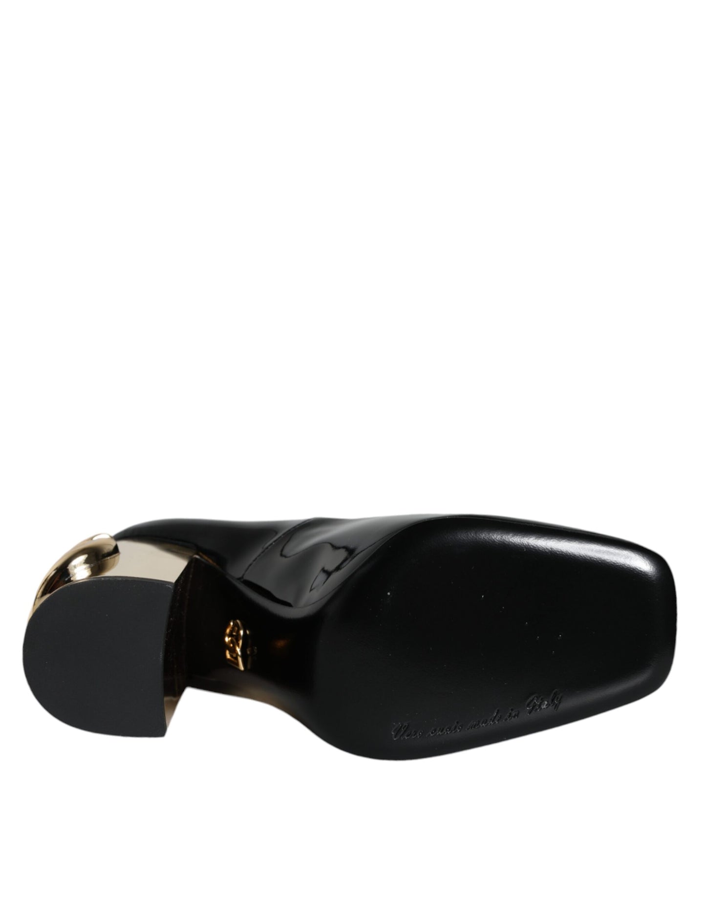 Dolce &amp; Gabbana Sort guld Laklæder Logo Hæle Pumps Sko