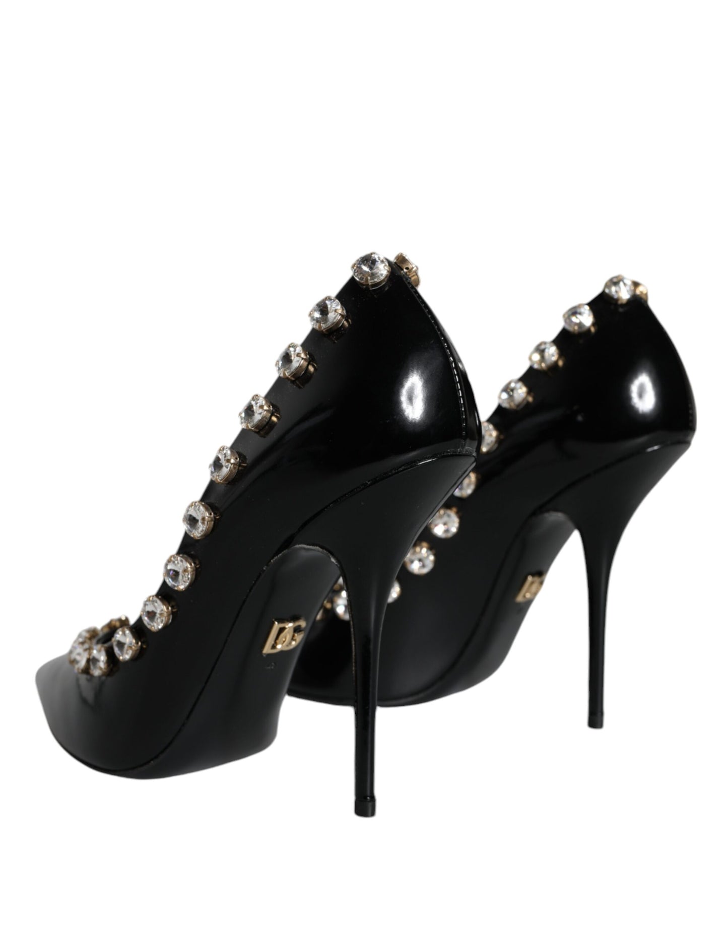 Dolce &amp; Gabbana Sorte Krystaller Læder Højhælede Pumps Sko