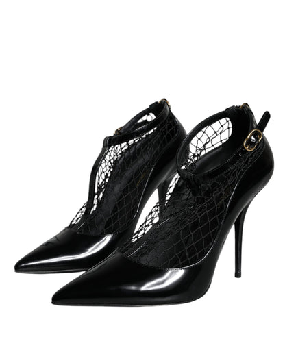 Dolce &amp; Gabbana Sorte Mesh Laklæder Pumps Sko