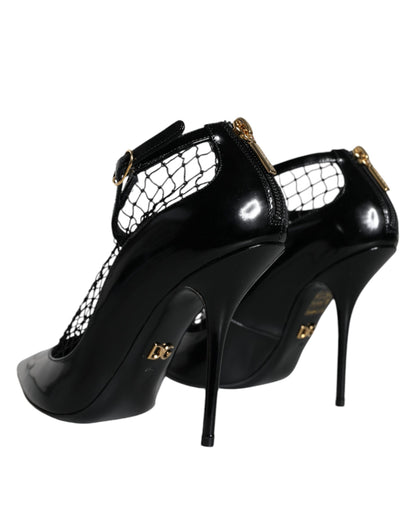 Dolce &amp; Gabbana Sorte Mesh Laklæder Pumps Sko