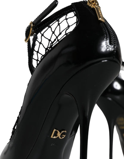 Dolce &amp; Gabbana Sorte Mesh Laklæder Pumps Sko