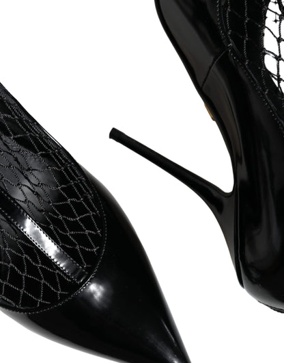 Dolce &amp; Gabbana Sorte Mesh Laklæder Pumps Sko