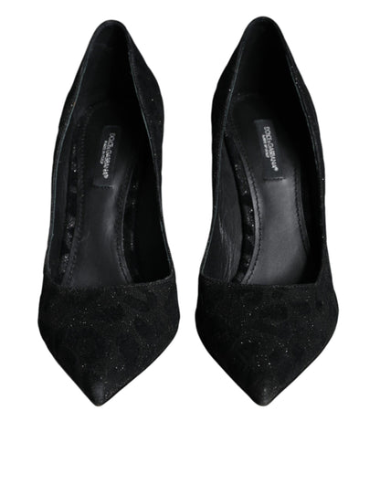 Dolce &amp; Gabbana Sorte Leopard Lurex Højhælede Pumps Sko