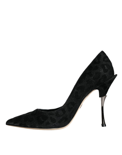 Dolce &amp; Gabbana Sorte Leopard Lurex Højhælede Pumps Sko