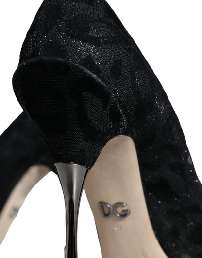 Dolce &amp; Gabbana Sorte Leopard Lurex Højhælede Pumps Sko