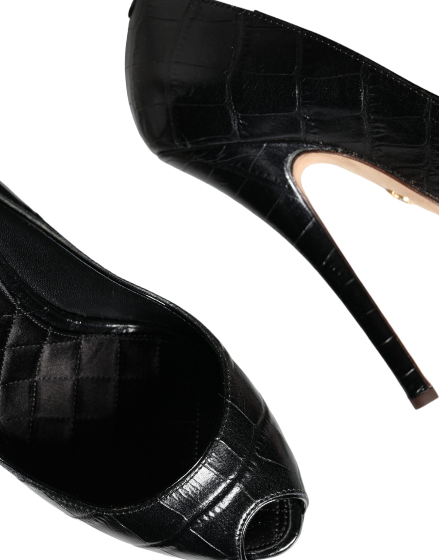 Dolce &amp; Gabbana Sorte Læder Platformhæle Pumps Sko