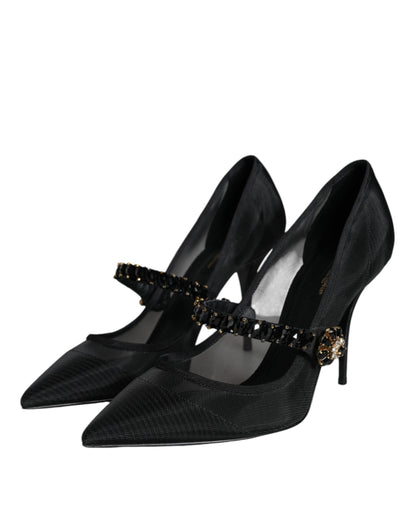 Dolce &amp; Gabbana Sorte Mesh Mary Jane Krystalhæl Pumps Sko