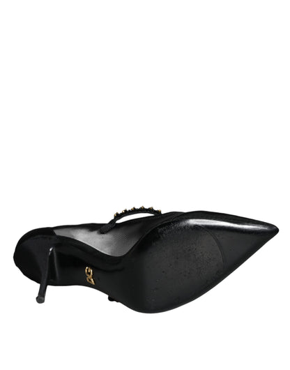 Dolce &amp; Gabbana Sorte Mesh Mary Jane Krystalhæl Pumps Sko
