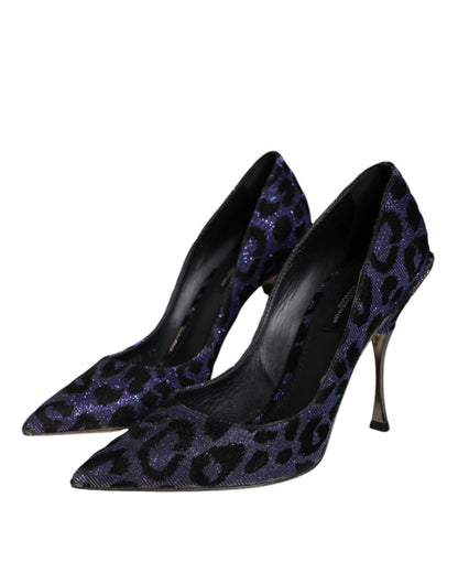 Dolce &amp; Gabbana Violet Leopard Lurex Højhælede Pumps Sko