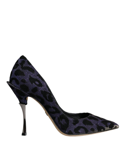 Dolce &amp; Gabbana Violet Leopard Lurex Højhælede Pumps Sko
