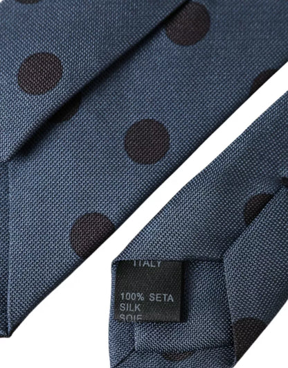 Dolce &amp; Gabbana Blå Sort Silke Polka Dot Justerbar Slips til mænd