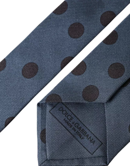 Dolce &amp; Gabbana Blå Sort Silke Polka Dot Justerbar Slips til mænd