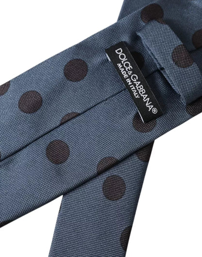 Dolce &amp; Gabbana Blå Sort Silke Polka Dot Justerbar Slips til mænd