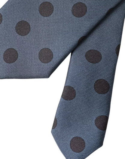 Dolce &amp; Gabbana Blå Sort Silke Polka Dot Justerbar Slips til mænd